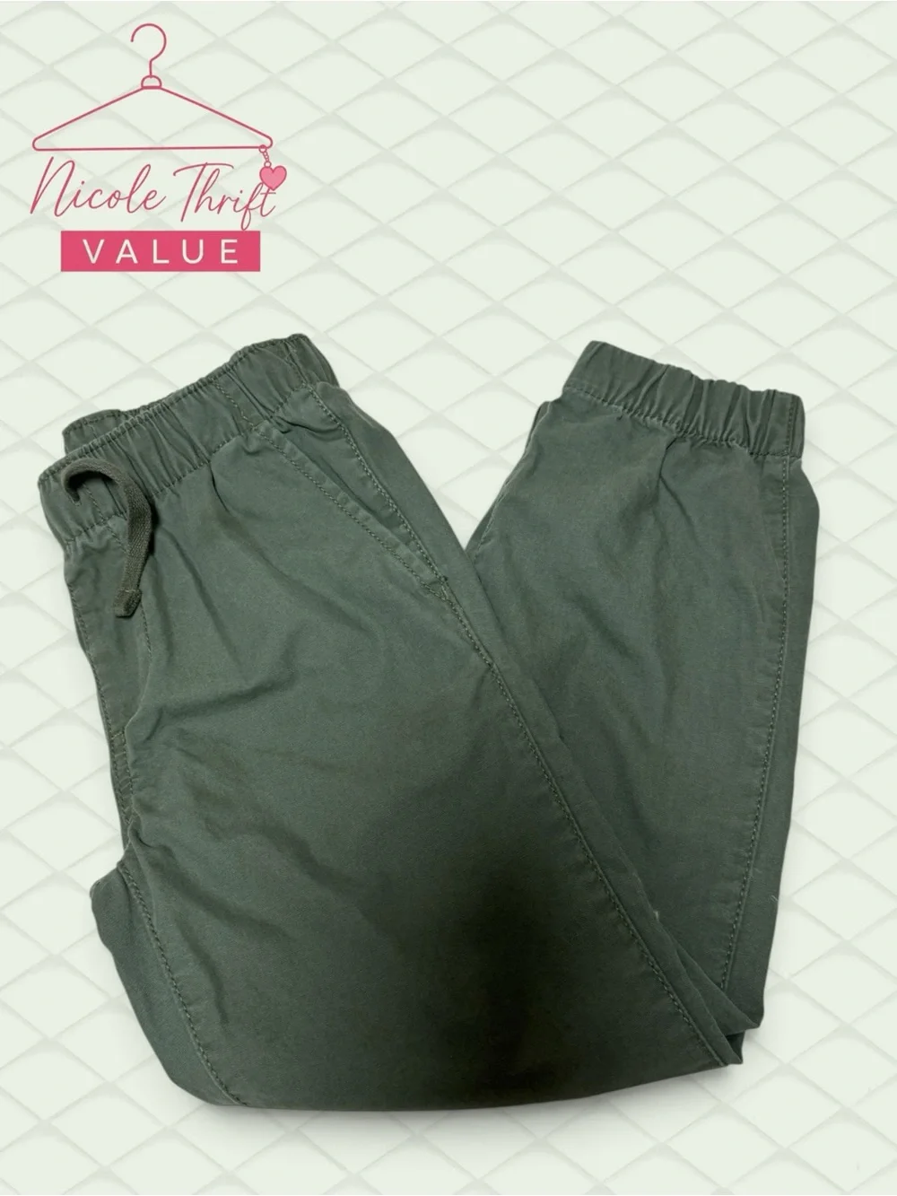 Gap Kids Boys Olive Green Jogger Pants Size S Regular | Nicole Thrift Value